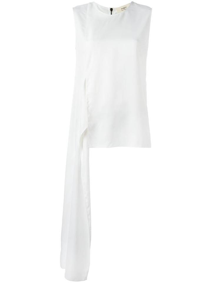 Ports 1961 Asymmetric Draped Top, Women's, Size: 42, White, Viscose/cotton