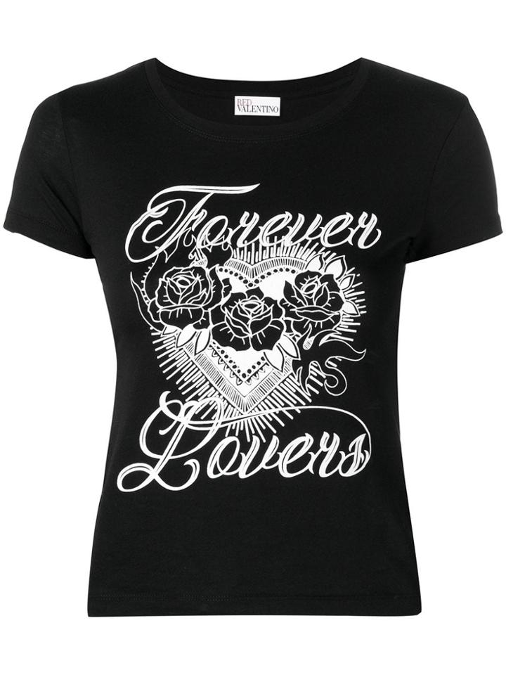 Red Valentino Forever Lovers Printed T-shirt - Black