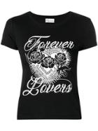 Red Valentino Forever Lovers Printed T-shirt - Black