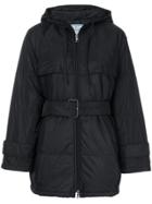 Prada Oversized Hooded Coat - Black