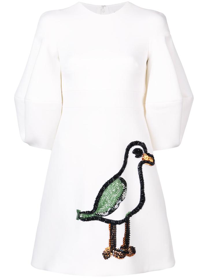 Oscar De La Renta 3/4 Balloon Sleeved Dress - White
