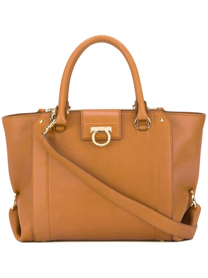 Salvatore Ferragamo - 'luisa' Tote - Women - Calf Leather - One Size, Brown, Calf Leather