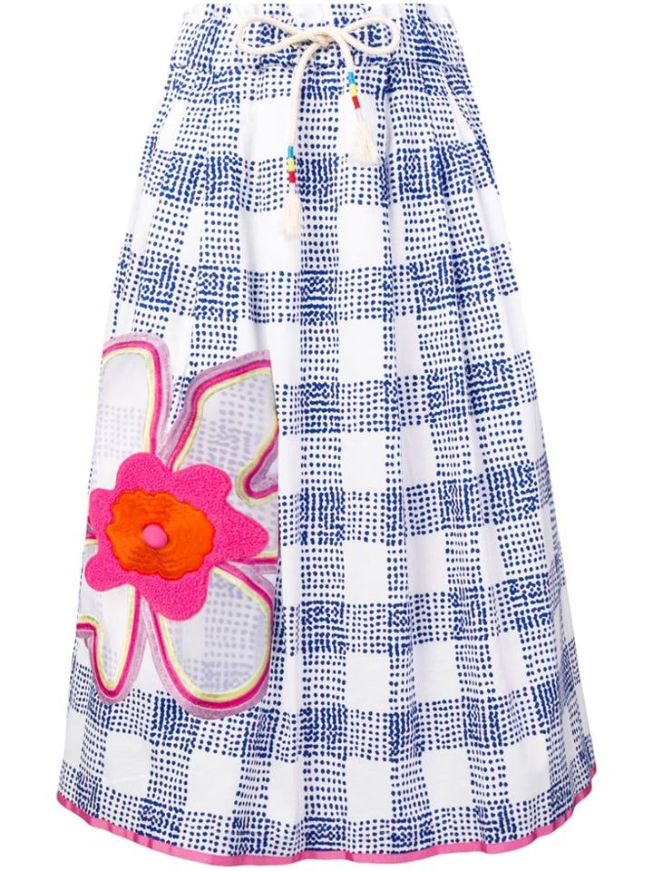 Mira Mikati Flower Embroidered Skirt - Blue