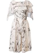 Blumarine Leaf Print Midi Dress, Women's, Size: 46, Nude/neutrals, Silk