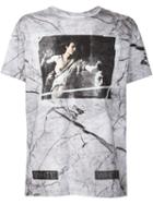 Off-white Marble Print T-shirt, Men's, Size: L, Grey, Cotton