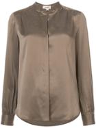 L'agence Blouse With Mandarin Collar - Brown