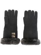 N.peal Contrast Trim Gloves, Women's, Grey, Cashmere