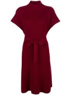 Agnona Ribbed High Neck Midi Dress - Pink & Purple