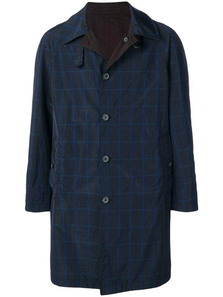 Lanvin Check Single-breasted Coat - Blue