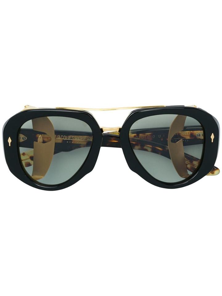 Jacques Marie Mage Thick Rimmed Aviator Sunglasses - Black