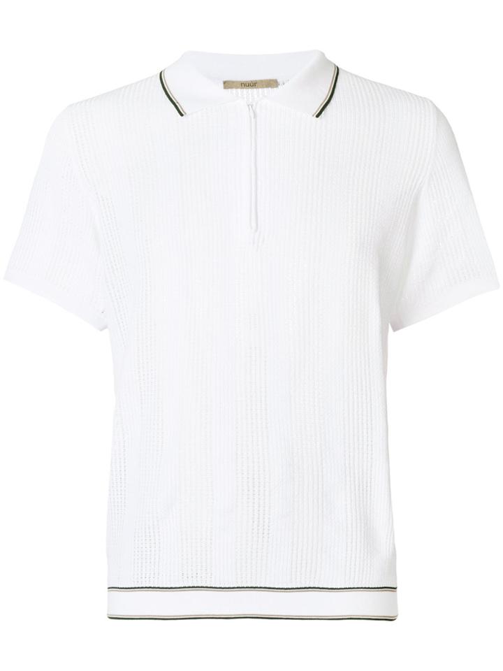 Nuur Zipped Neck Polo Shirt - White