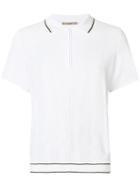 Nuur Zipped Neck Polo Shirt - White