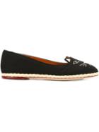 Charlotte Olympia Capri Cats Espadrilles, Women's, Size: 35, Black, Leather/cotton