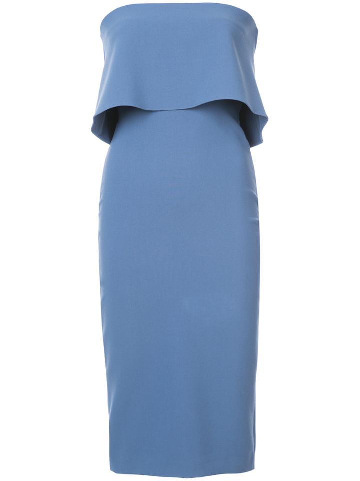 Likely Ruffled Strapless Midi Dress - Blue