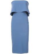 Likely Ruffled Strapless Midi Dress - Blue