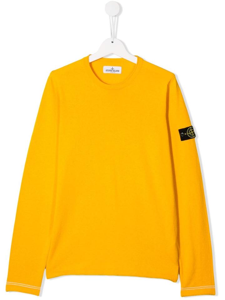 Stone Island Junior Knitted Logo Patch Jumper - Yellow