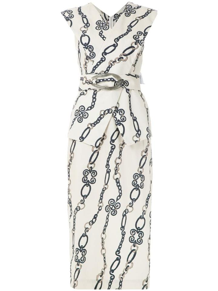 Framed Chain Midi Dress - Neutrals