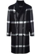 Burberry Runway Double-breasted Check Coat, Men's, Size: 46, Black, Cupro/cashmere/virgin Wool