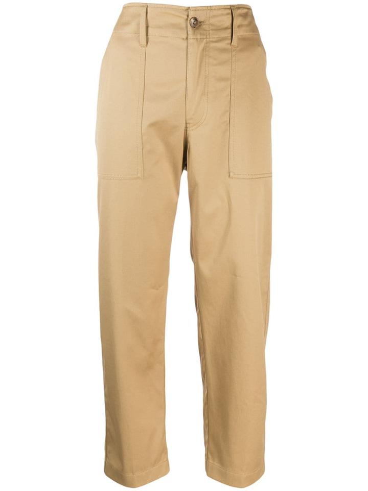 Closed High-waist Trousers - Neutrals