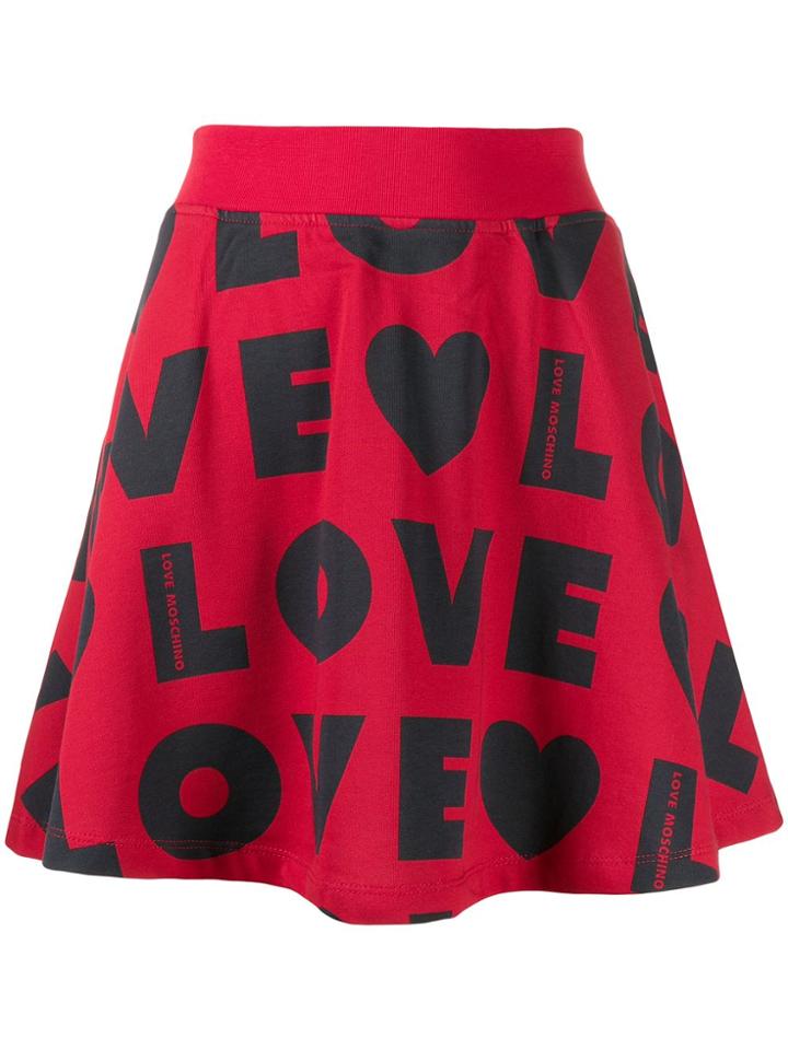 Love Moschino Repeat Logo Print Skirt - Red
