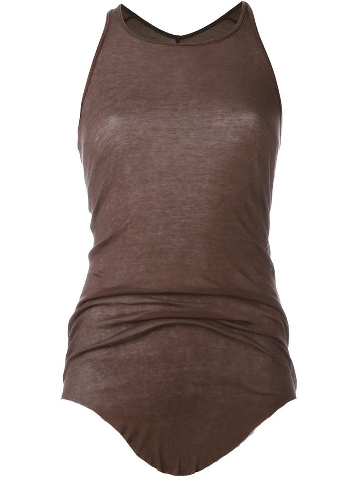 Rick Owens Curved Hem Tank Top, Women's, Size: 38, Brown, Cotton