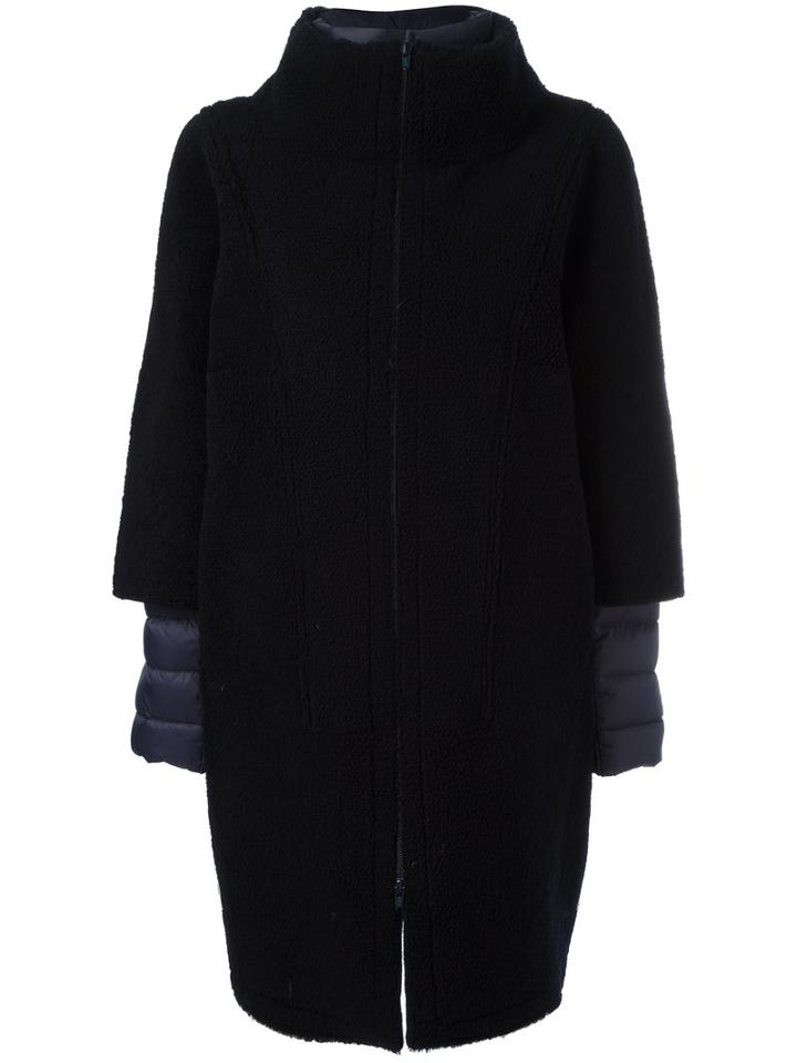 Liska Padded Shearling Coat, Women's, Size: 46, Blue, Feather Down/lamb Fur