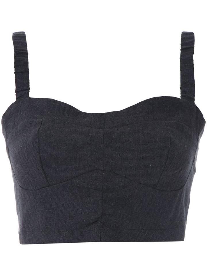 Framed Top Cropped Linen Framed - Black