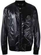 Philipp Plein Logo Plaque Bomber Jacket - Black