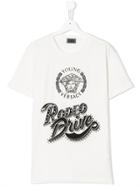 Young Versace Teen Medusa Logo Rodeo Drive Printed T-shirt - White