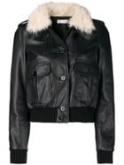 Red Valentino Fur Collar Bomber Jacket - Black