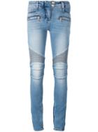 Balmain Skinny Biker Jeans, Women's, Size: 34, Blue, Cotton/polyurethane