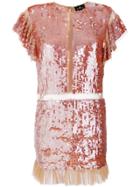 Elisabetta Franchi Ruffled Sequin Dress - Pink & Purple