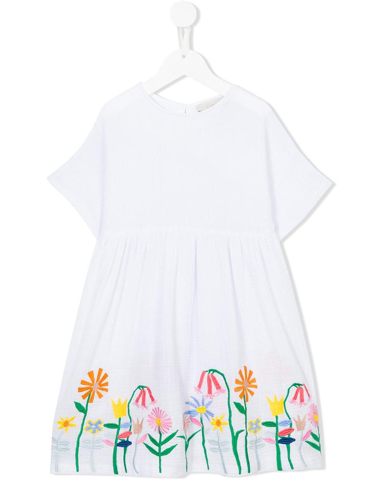 Stella Mccartney Kids Embroidered Flower Dress, Toddler Girl's, Size: 4 Yrs, White