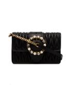 Miu Miu Matelassé Pearl Crystal Shoulder Bag - Black