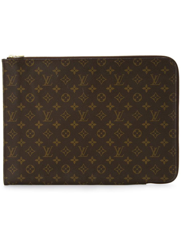 Louis Vuitton Vintage Poche Documents Case Clutch - Brown