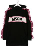 Msgm Kids Teen Knitted Detail Hoodie - Black