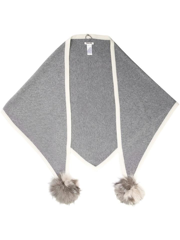 Max & Moi Pompom Detail Scarf - Grey