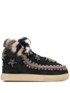 Mou Mu. Fw111006aeski Sneaker Star Patch & Minkoffb - Black