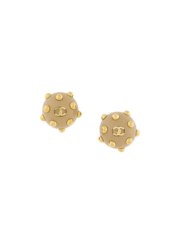 Chanel Vintage Embellished Clip-on Earrings - Nude & Neutrals