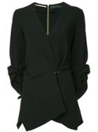 Roland Mouret V-neck Asymmetric Blouse - Black