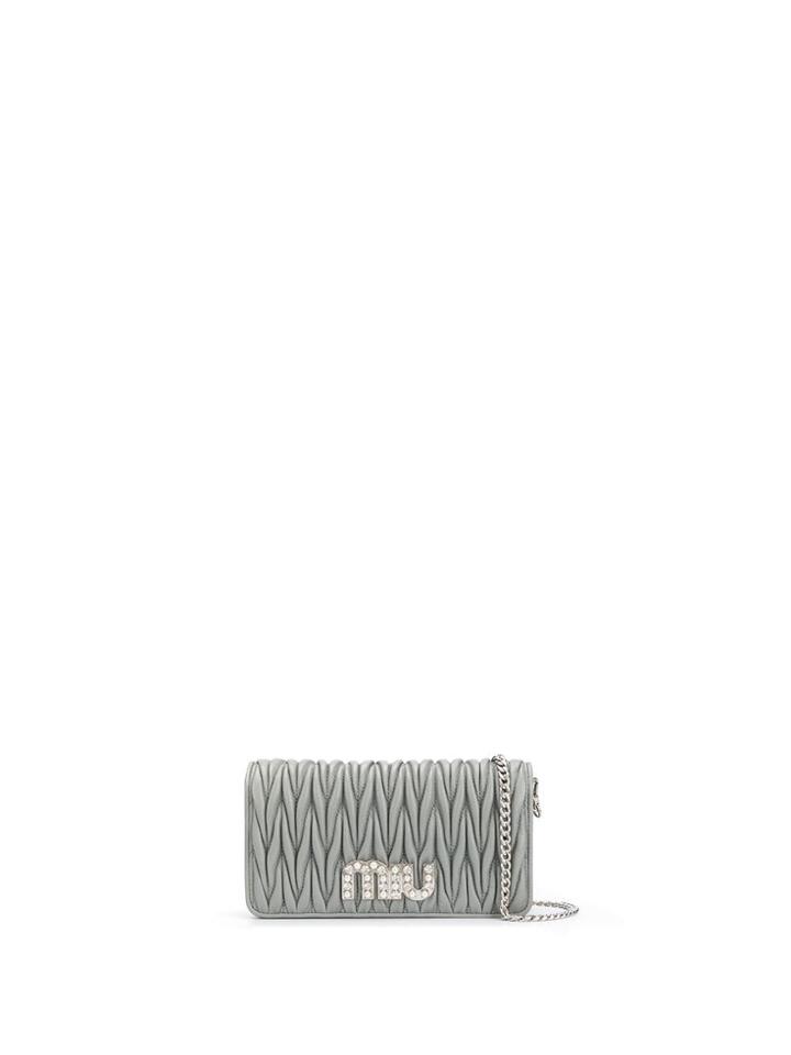 Miu Miu Matelassé Clutch Bag - Grey