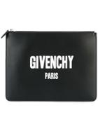 Givenchy Paris Logo Print Clutch - Black