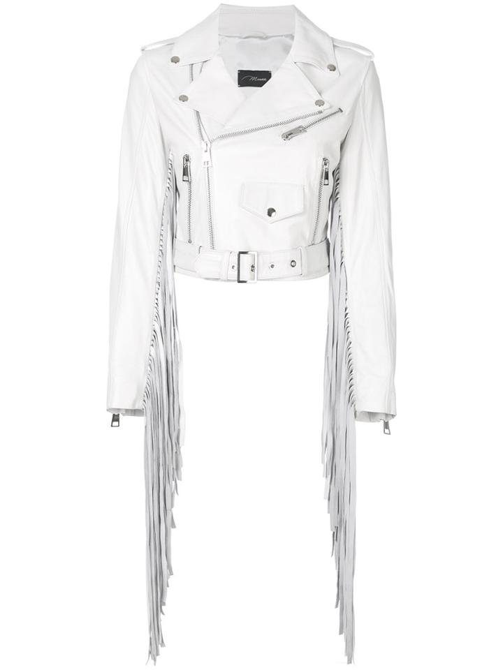 Manokhi Fringed Biker Jacket - White