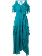 Twin-set Ruffled Maxi Dress - Blue