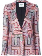 Msgm Geometric Print Blazer, Women's, Size: 42, Silk/polyester