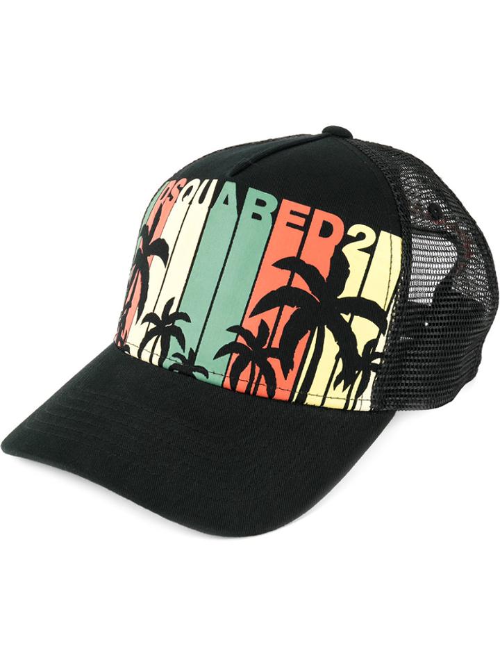 Dsquared2 Palm Tree Print Baseball Cap - Black
