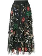 Amen Sequin Pattern Embroidered Midi Skirt - Black