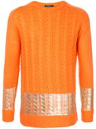 Guild Prime Metallic Stripe Cable Knit Jumper - Yellow & Orange
