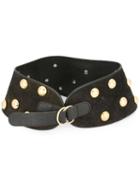 Yves Saint Laurent Vintage Studded Curved Belt, Women's, Size: 38, Black