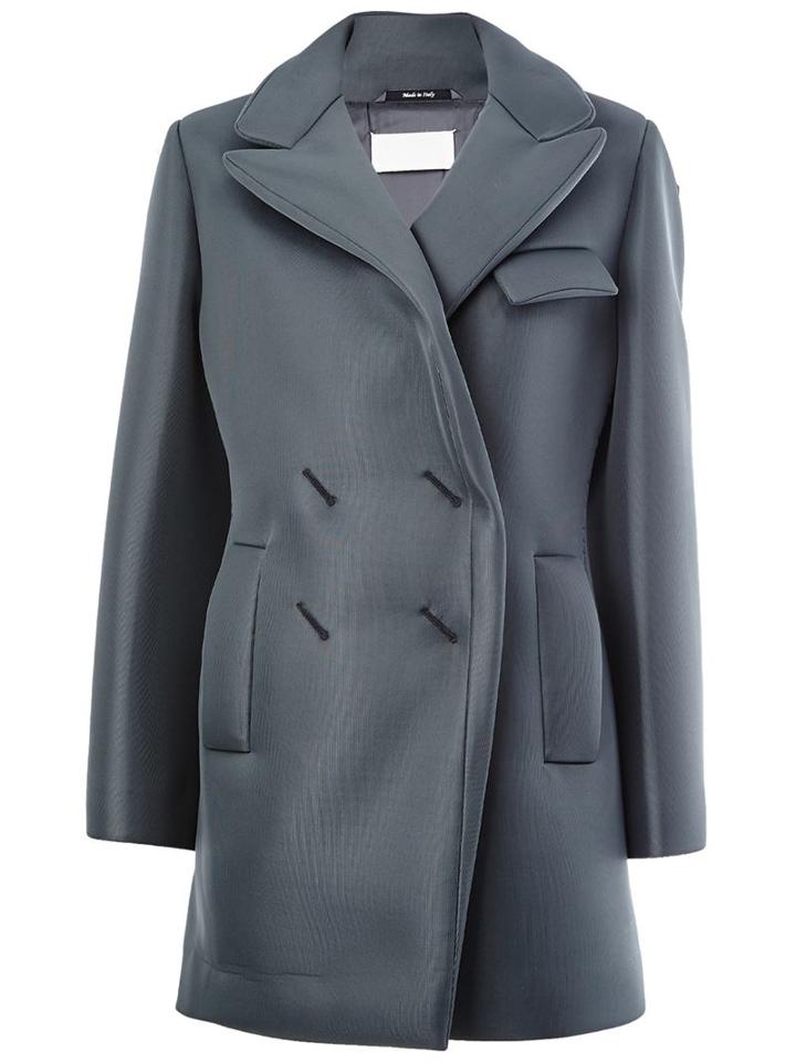 Maison Margiela Double Breasted Coat, Women's, Size: 40, Green, Viscose/cotton/polyester
